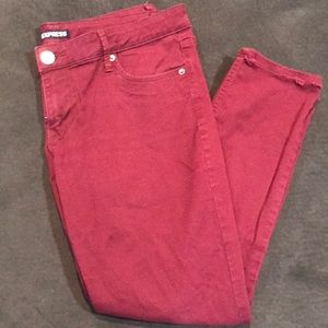 Red skinny jeans from Express
